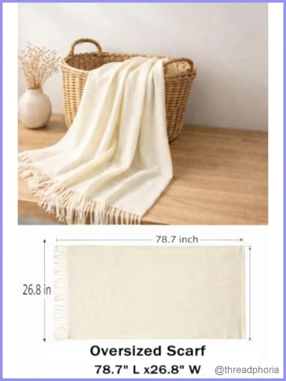 Oversized Blanket Scarf Acrylic Viscose Winter Wrap Tassel Shawl
